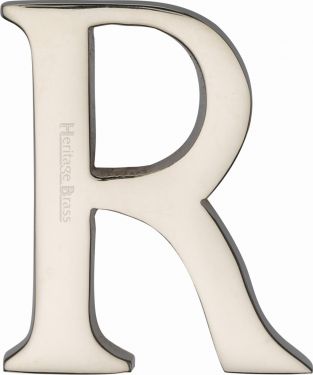 Click Here To Enlarge This Photo Of C1565 2 R-PNF Heritage Brass Alphabet R Pin Fix 51mm &lpar;2"&rpar; Polished Nickel Finish