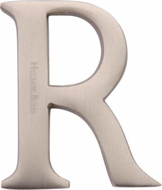 Click Here To Enlarge This Photo Of C1565 2 R-SN Heritage Brass Alphabet R Pin Fix 51mm &lpar;2"&rpar; Satin Nickel Finish