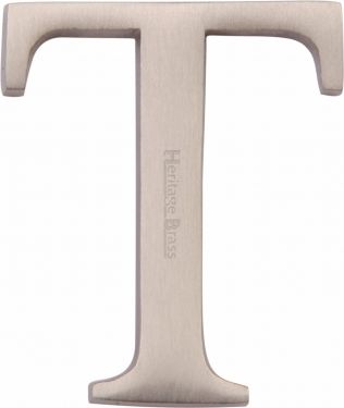 Click Here To Enlarge This Photo Of C1565 2 T-SN Heritage Brass Alphabet T Pin Fix 51mm &lpar;2"&rpar; Satin Nickel Finish
