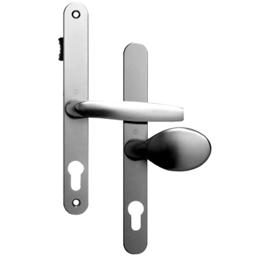 Click Here To Enlarge This Photo Of AS11903 - Asec Polished Silver Espagnolette Handles - 68mm Centres - 210mm Screw Centres - 240mm Backplate