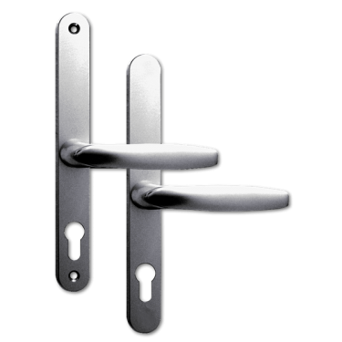 Click Here To Enlarge This Photo Of AS11908 - Asec Polished Silver Espagnolette Handles - 68mm Centres - 210mm Screw Centres - 240mm Backplate