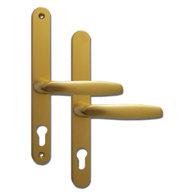 Click Here To Enlarge This Photo Of L18434 - Fullex Gold Espagnolette Handles - 68mm Centres - 215mm Screw Centres - 244mm Backplate