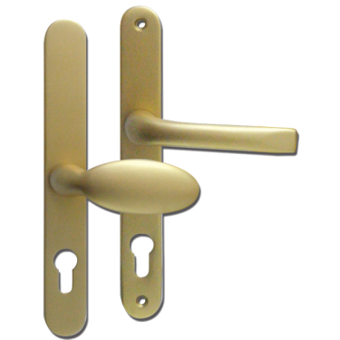 Click Here To Enlarge This Photo Of L18454 - MILA Gold Espagnolette Handles - 92&sol;62mm Centres - 211mm Screw Centres - 240mm Backplate