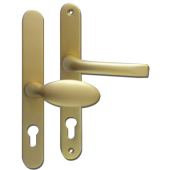 L18454 - MILA Gold Espagnolette Handles - 92&sol;62mm Centres - 211mm Screw Centres - 240mm Backplate