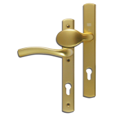 L18464 - WINKHAUS Gold Espagnolette Handles L&sol;H - 92mm Centres - 214mm Screw Centres - 260mm Backplate
