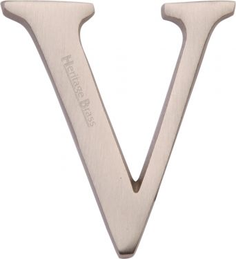 Click Here To Enlarge This Photo Of C1565 2 V-SN Heritage Brass Alphabet V Pin Fix 51mm &lpar;2"&rpar; Satin Nickel Finish