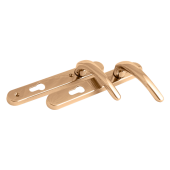 L25733 - Fab & Fix Gold Espagnolette Handles - 92mm Centres - 122mm Screw Centres - 206mm Backplate
