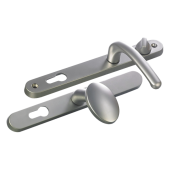 L25741 - Fab & Fix Polished Chrome Espagnolette Handles - 92&sol;62mm Centres - 211mm Screw Centres - 243mm Backplate