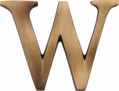 Click Here To Enlarge This Photo Of C1565 2 W-AT Heritage Brass Alphabet W Pin Fix 51mm &lpar;2"&rpar; Antique Brass Finish