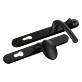 L25744 - Fab & Fix Black Espagnolette Handles - 92&sol;62mm Centres - 211mm Screw Centres - 243mm Backplate