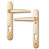 L26996 - ERA Gold Espagnolette Handles - 92mm Centres - 122mm Screw Centres - 221mm Backplate