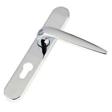 Click Here To Enlarge This Photo Of L28981 - Trojan Polished Chrome Espagnolette Handles - 92&sol;62mm Centres - 210mm Screw Centres - 240mm Backplate
