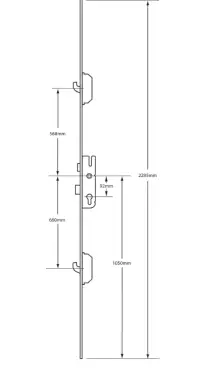 Click Here To Enlarge This Photo Of L11751 - GU Latch & Deadbolt Single Spindle Multipoint Lock - 2 Hook - 28&sol;92 - 16mm Faceplate &lpar;6-32487-01-0-1&rpar;