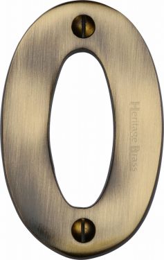 Click Here To Enlarge This Photo Of C1566 0-AT Heritage Brass Numeral 0 Face Fix 76mm &lpar;3"&rpar; Antique Brass Finish