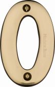 C1566 0-PB Heritage Brass Numeral 0 Face Fix 76mm &lpar;3"&rpar; Polished Brass Finish