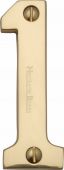 C1566 1-PB Heritage Brass Numeral 1 Face Fix 76mm &lpar;3"&rpar; Polished Brass Finish