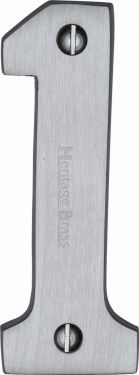 Click Here To Enlarge This Photo Of C1566 1-SC Heritage Brass Numeral 1 Face Fix 76mm &lpar;3"&rpar; Satin Chrome Finish