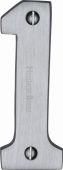 C1566 1-SC Heritage Brass Numeral 1 Face Fix 76mm &lpar;3"&rpar; Satin Chrome Finish