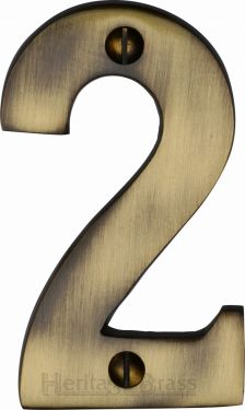 Click Here To Enlarge This Photo Of C1566 2-AT Heritage Brass Numeral 2 Face Fix 76mm &lpar;3"&rpar; Antique Brass Finish