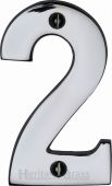 C1566 2-PC Heritage Brass Numeral 2 Face Fix 76mm &lpar;3"&rpar; Polished Chrome Finish