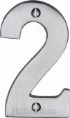 C1566 2-SC Heritage Brass Numeral 2 Face Fix 76mm &lpar;3"&rpar; Satin Chrome Finish