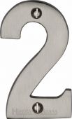 C1566 2-SN Heritage Brass Numeral 2 Face Fix 76mm &lpar;3"&rpar; Satin Nickel Finish