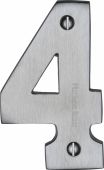 C1566 4-SC Heritage Brass Numeral 4 Face Fix 76mm &lpar;3"&rpar; Satin Chrome Finish