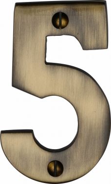 Click Here To Enlarge This Photo Of C1566 5-AT Heritage Brass Numeral 5 Face Fix 76mm &lpar;3"&rpar; Antique Brass Finish