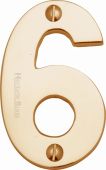 C1566 6-PB Heritage Brass Numeral 6 Face Fix 76mm &lpar;3"&rpar; Polished Brass Finish