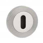 Atlantic - MESCKSNCP Mediterranean Key Escutcheons on Round Rose - Satin Nickel&sol;Polished Chrome