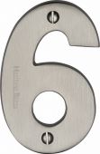 C1566 6-SN Heritage Brass Numeral 6 Face Fix 76mm &lpar;3"&rpar; Satin Nickel Finish