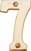 C1566 7-PB Heritage Brass Numeral 7 Face Fix 76mm &lpar;3"&rpar; Polished Brass Finish