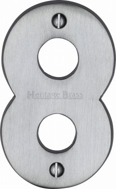 Click Here To Enlarge This Photo Of C1566 8-SC Heritage Brass Numeral 8 Face Fix 76mm &lpar;3"&rpar; Satin Chrome Finish