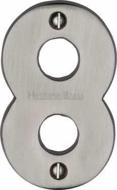 Click Here To Enlarge This Photo Of C1566 8-SN Heritage Brass Numeral 8 Face Fix 76mm &lpar;3"&rpar; Satin Nickel Finish