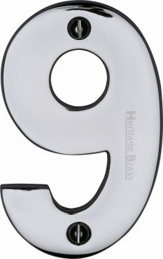 Click Here To Enlarge This Photo Of C1566 9-PC Heritage Brass Numeral 9 Face Fix 76mm &lpar;3"&rpar; Polished Chrome Finish