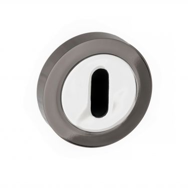 Click Here To Enlarge This Photo Of Atlantic - S3ESCKRBNPC STATUS Key Escutcheons on Round Rose - Black Nickel&sol;Polished Chrome