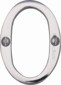 C1567 0-PC Heritage Brass Numeral 0 Face Fix 51mm &lpar;2"&rpar; Polished Chrome Finish