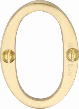 Click Here To Enlarge This Photo Of C1567 0-SB Heritage Brass Numeral 0 Face Fix 51mm &lpar;2"&rpar; Satin Brass Finish