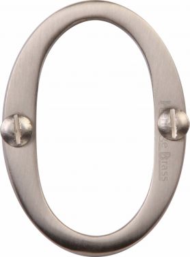 Click Here To Enlarge This Photo Of C1567 0-SN Heritage Brass Numeral 0 Face Fix 51mm &lpar;2"&rpar; Satin Nickel Finish