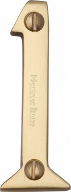 Click Here To Enlarge This Photo Of C1567 1-PB Heritage Brass Numeral 1 Face Fix 51mm &lpar;2"&rpar; Polished Brass Finish