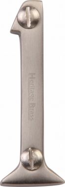 Click Here To Enlarge This Photo Of C1567 1-SN Heritage Brass Numeral 1 Face Fix 51mm &lpar;2"&rpar; Satin Nickel Finish