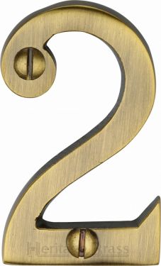 Click Here To Enlarge This Photo Of C1567 2-AT Heritage Brass Numeral 2 Face Fix 51mm &lpar;2"&rpar; Antique Brass Finish