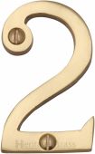 C1567 2-PB Heritage Brass Numeral 2 Face Fix 51mm &lpar;2"&rpar; Polished Brass Finish