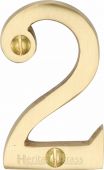 C1567 2-SB Heritage Brass Numeral 2 Face Fix 51mm &lpar;2"&rpar; Satin Brass Finish