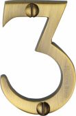 C1567 3-AT Heritage Brass Numeral 3 Face Fix 51mm &lpar;2"&rpar; Antique Brass Finish