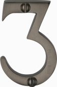 C1567 3-MB Heritage Brass Numeral 3 Face Fix 51mm &lpar;2"&rpar; Matt Bronze Finish