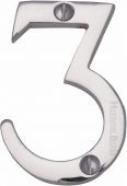 C1567 3-PC Heritage Brass Numeral 3 Face Fix 51mm &lpar;2"&rpar; Polished Chrome Finish