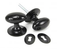 33251 From The Anvil Black Oval Mortice&sol;Rim Knob Set