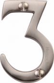 C1567 3-SN Heritage Brass Numeral 3 Face Fix 51mm &lpar;2"&rpar; Satin Nickel Finish