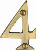 C1567 4-AT Heritage Brass Numeral 4 Face Fix 51mm &lpar;2"&rpar; Antique Brass Finish